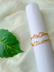 Twin Floral Name Bangles 6 Grams Single Piece, 18KT Gold