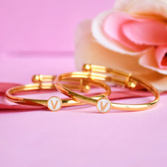 Initial Charm Bangles 4.5 Grams Single Piece, 18KT Gold