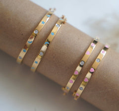Enamel Star & Moon Bangles 12 Grams Single Piece, 18KT Gold