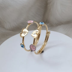 Evil Eye Baby Feet Kada 6 Grams Single Piece, 18KT Gold