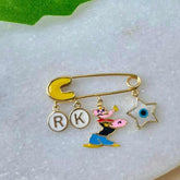 Initials With Popey And Star Pin 4.52 Grams, 18KT Gold