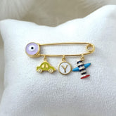 Car Initial Airplane Lapel Pin 3.7 Grams, 18KT Gold