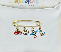 Car Initial Airplane Rocket Pin 3.36 Grams, 18KT Gold