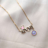 Hindi Font Chain With Crown And Evil Eye 5 Grams, 18KT Gold