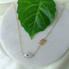Evil Eye Monogram Initial Chain 5.5 Grams, 18KT Gold