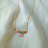 Name Chain with Pink Bow 5 Grams, 18KT Gold