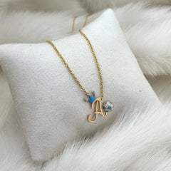Initial with Crown and Football Charm Chain 4.5 Grams, 18KT Gold