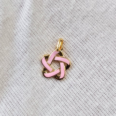 Elegant Pink Enamel Knot Pendant 0.93 grams, 18KT Gold