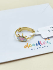 Crown Heart Ring 1.32 Grams, 18KT Gold