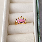 Princess Crown Ring (Pink) 1.51 Grams, 18KT Gold