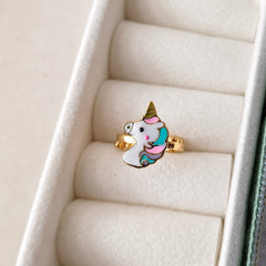 Magical Unicorn Charm Ring 1.49 Grams, 18KT Gold