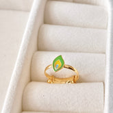 Peacock Feather Ring 0.9 Grams, 18KT Gold