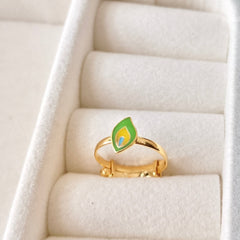 Peacock Feather Ring 0.9 Grams, 18KT Gold