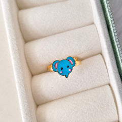 Blue Elephant Ring 1.24 Grams, 18KT Gold