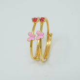 Soft Pink Butterfly & Crown Adjustable Kada in 18KT Gold 4.45 grams per piece