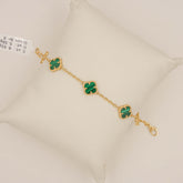 Van-Cleef Green Charm Bracelet 5.58 Grams, 18KT Gold
