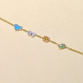 Personalised Pastel Animal Charm Bracelet in 18KT Gold 3 Grams