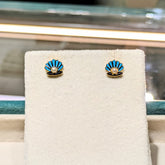 Little Ocean Whispers – Blue Oyster Pearl Studs 1.7 Grams, 18KT Gold