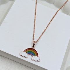 Rose Gold Rainbow Pendant Necklace for Kids 3.71 grams, 18KT Gold