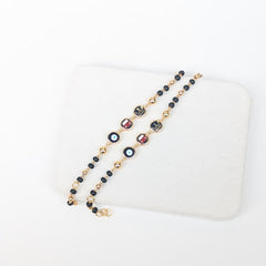 Kids Evil Eye Nazariya with Crown & Car Charms | Gold Beaded Kids Jewellery 18kt 5.92 grams For A Pair
