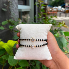Om Black Bead Bracelet for Boy, 3.36 grams a pair | 18kt gold