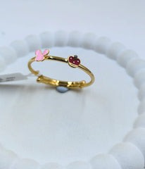 Soft Pink Butterfly & Crown Adjustable Kada in 18KT Gold 4.45 grams per piece