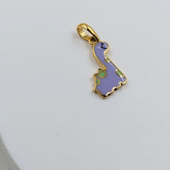 Tiny Giraffe Pendant, Lavender Enamel Gold Pendant 0.93 grams, 18KT Gold