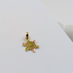 Sunny Swirl Wheel Pendant 0.92 grams, 18KT Gold