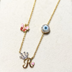 Butterfly Dreams Initial R Necklace 4.34 Grams, 18KT Gold