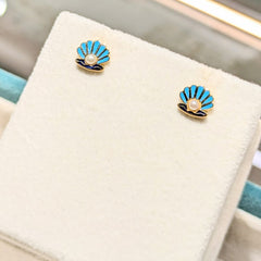 Little Ocean Whispers – Blue Oyster Pearl Studs 1.7 Grams, 18KT Gold