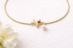 Royal Elegance Initial V Bracelet 1.4 Grams 18KT Gold