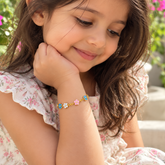Colourful Flower Bracelet for Girls in 18KT Gold 2 grams