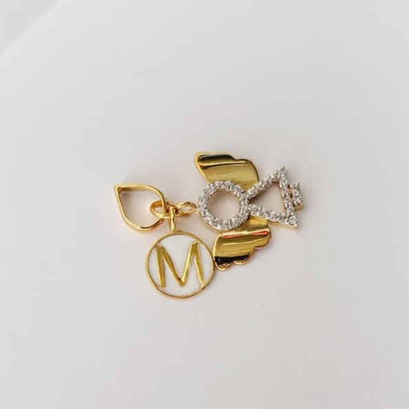 Angel Wing With Initial Pendant 1.8 Grams