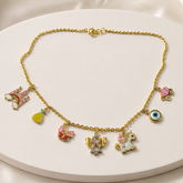 Storybook Charm Chain for Girls, Unicorn, Butterfly & Angel Gold Chain 6.79 Grams, 18KT Gold