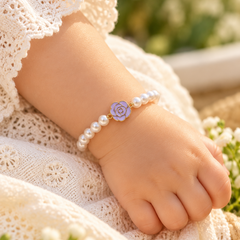Baby Pearl Flower Bracelet 0.96 Grams, 18KT Gold