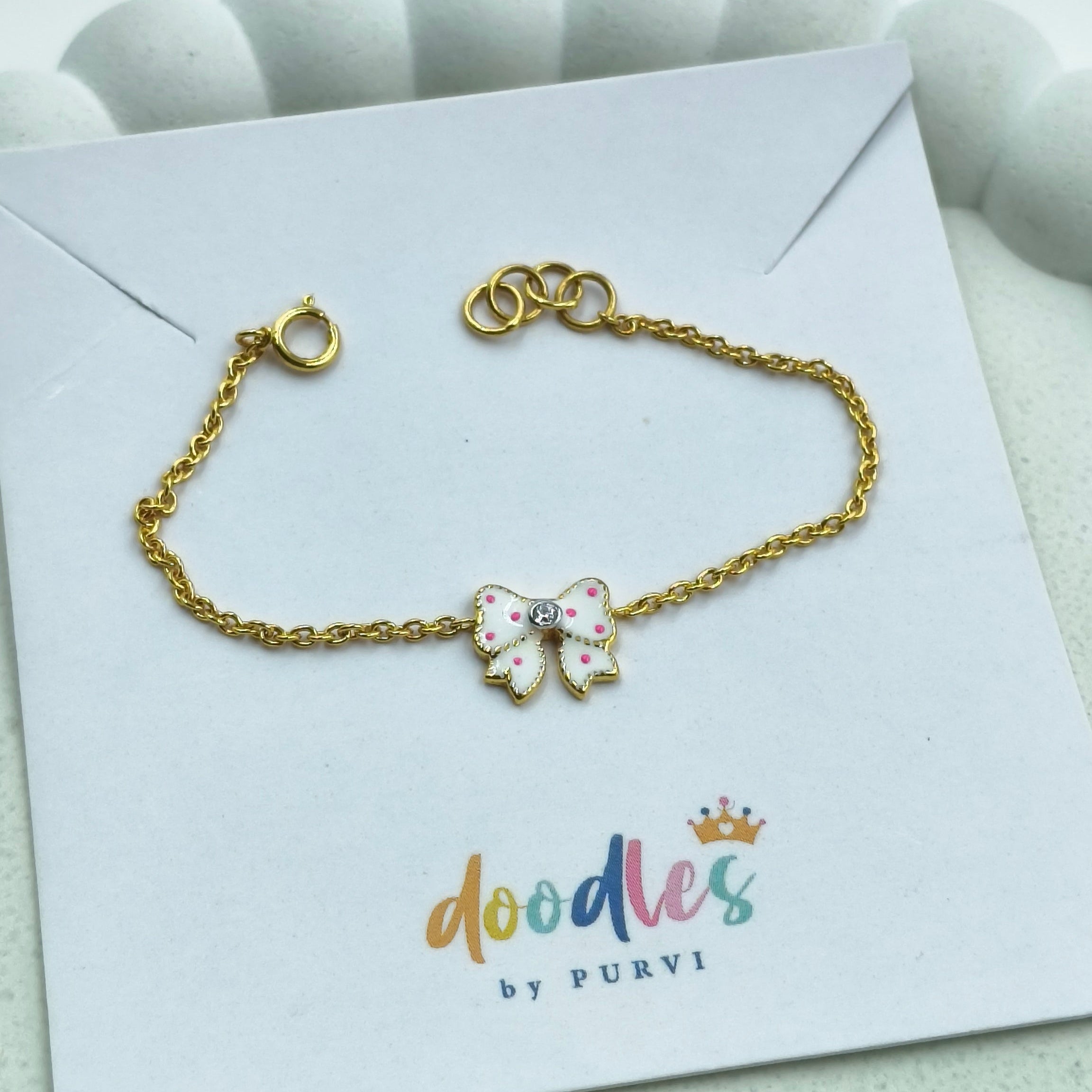 Pink Bow Bracelet 1.64 Grams, 14KT Gold