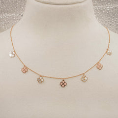 Blush Petal Clover Necklace 3 Grams, 18kt Gold