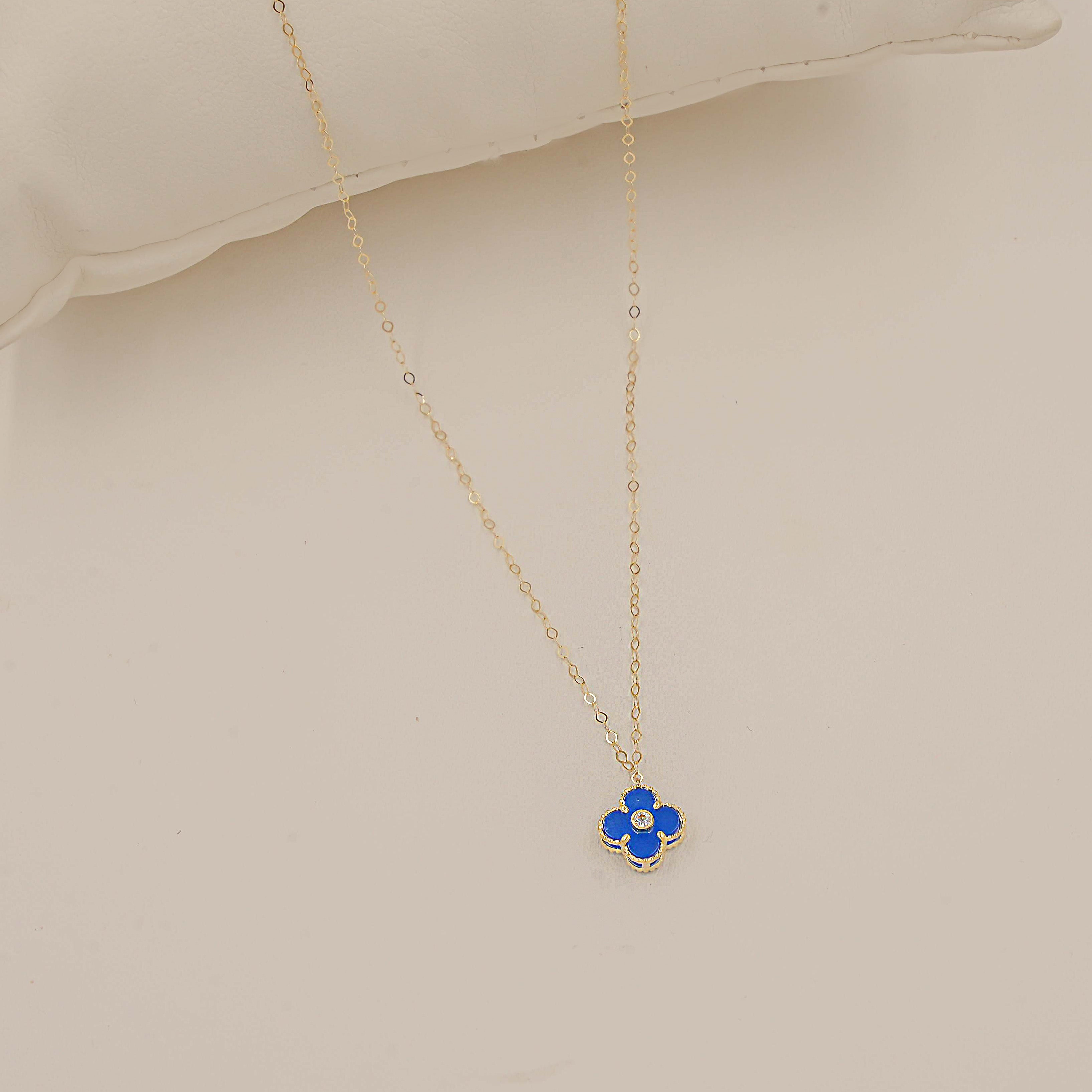 Blue Blossom Necklace 0.58 Grams, 18kt Gold