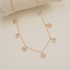 Blush Petal Clover Necklace 3 Grams, 18kt Gold