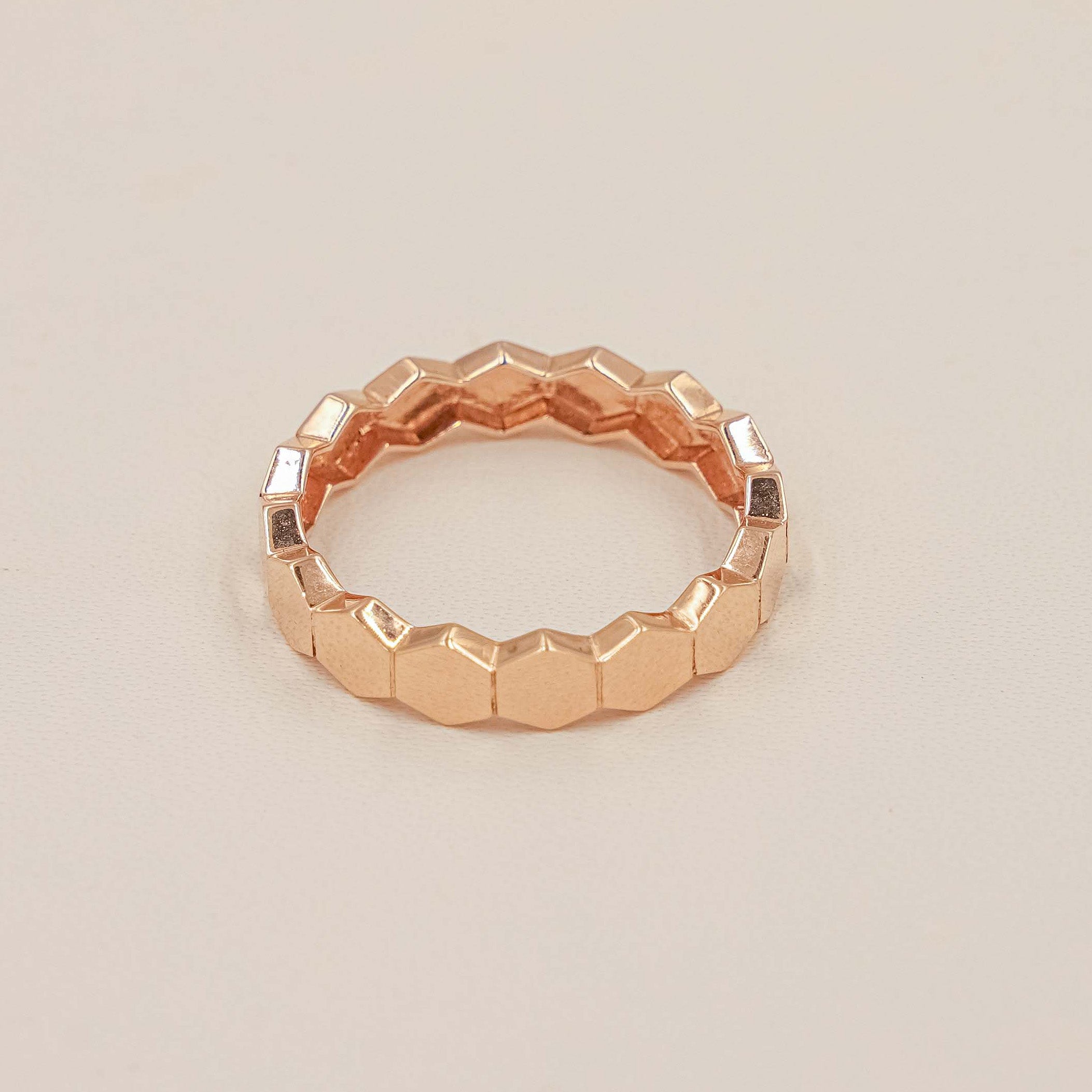Hexa Rose Gold Band Ring 2 Grams , 18KT Gold