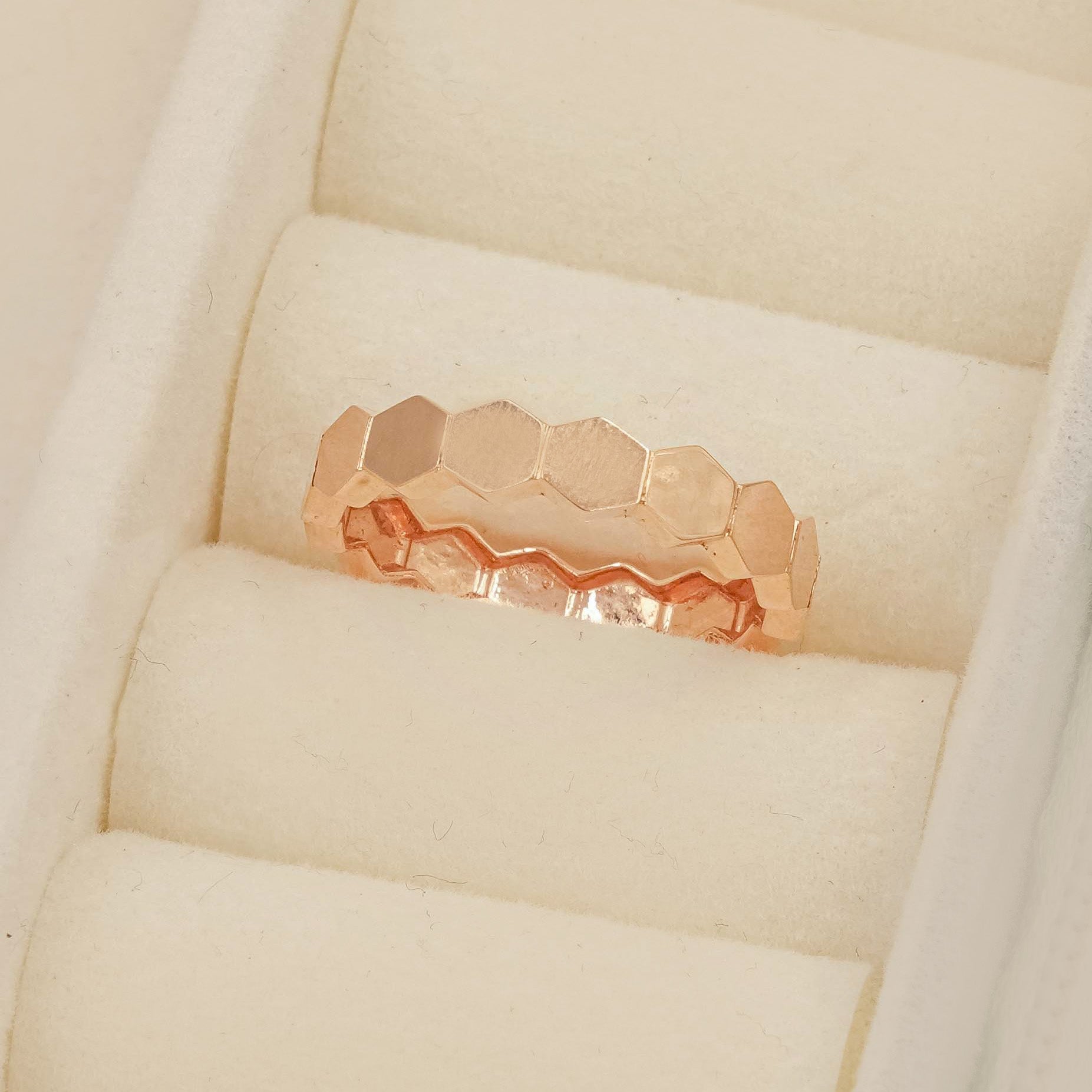 Hexa Rose Gold Band Ring 2 Grams , 18KT Gold