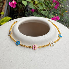 Colourful Flower Bracelet for Girls in 18KT Gold 2 grams