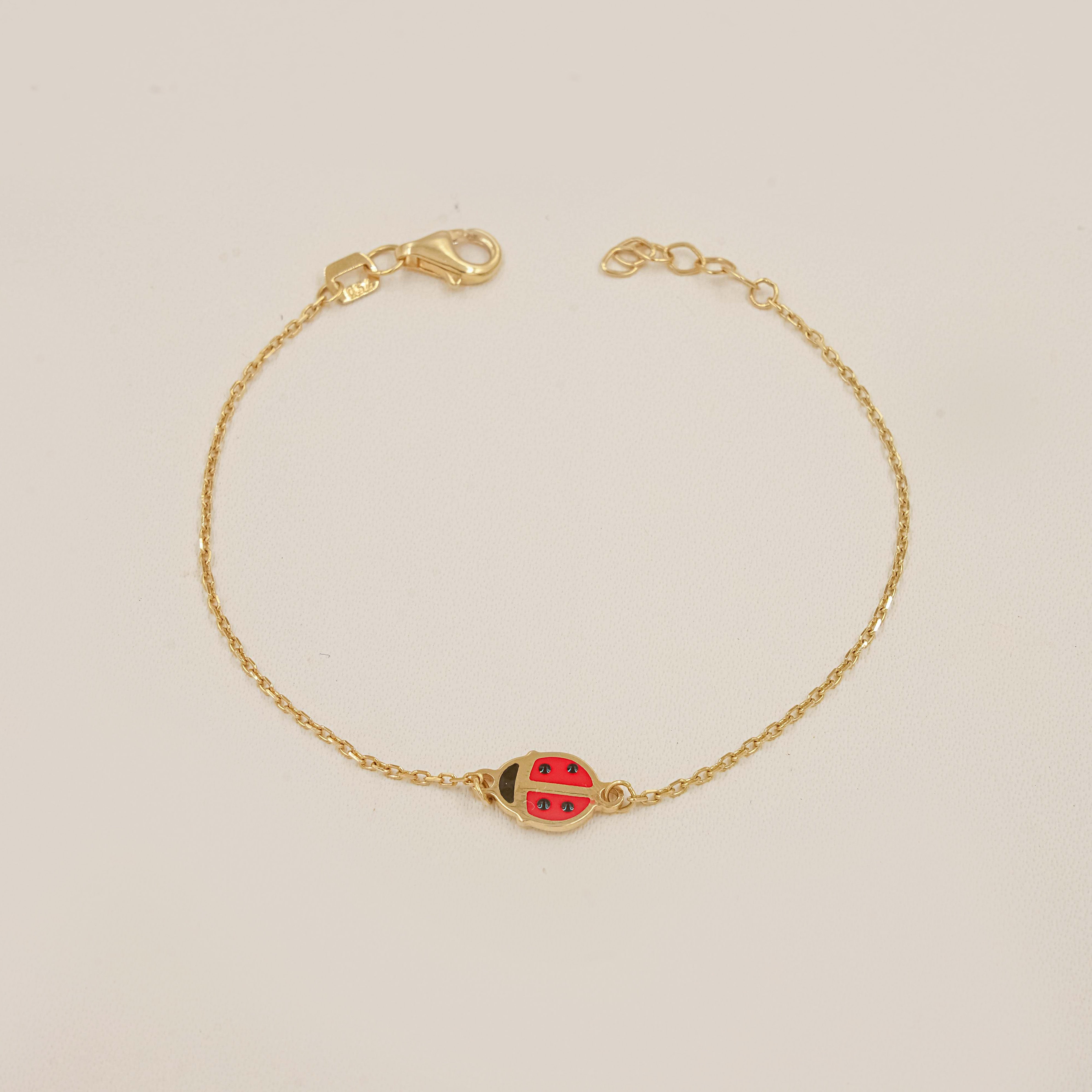 Lucky Ladybug Bracelet 1.2 Grams, 18KT Gold