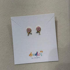 Tennis Racket Gold Earrings for Girls 2 grams 18kt gold