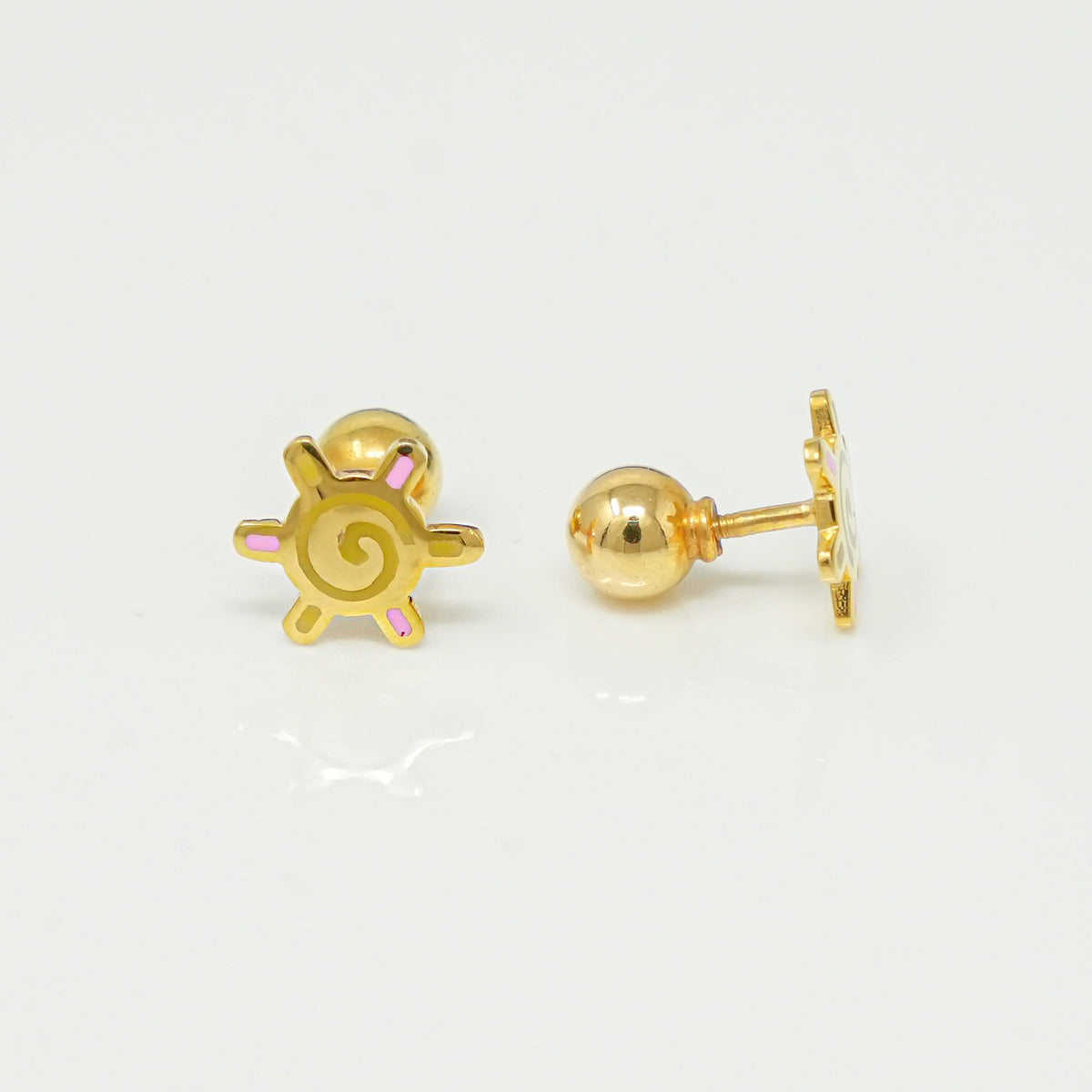 Sunny Swirl Flower Studs 1.11 Grams, 18KT Gold