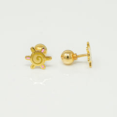 Sunny Swirl Flower Studs 1.11 Grams, 18KT Gold