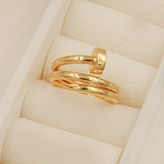 Cartier Inspired Nail Wrap Ring 3.71 Grams , 18KT Gold
