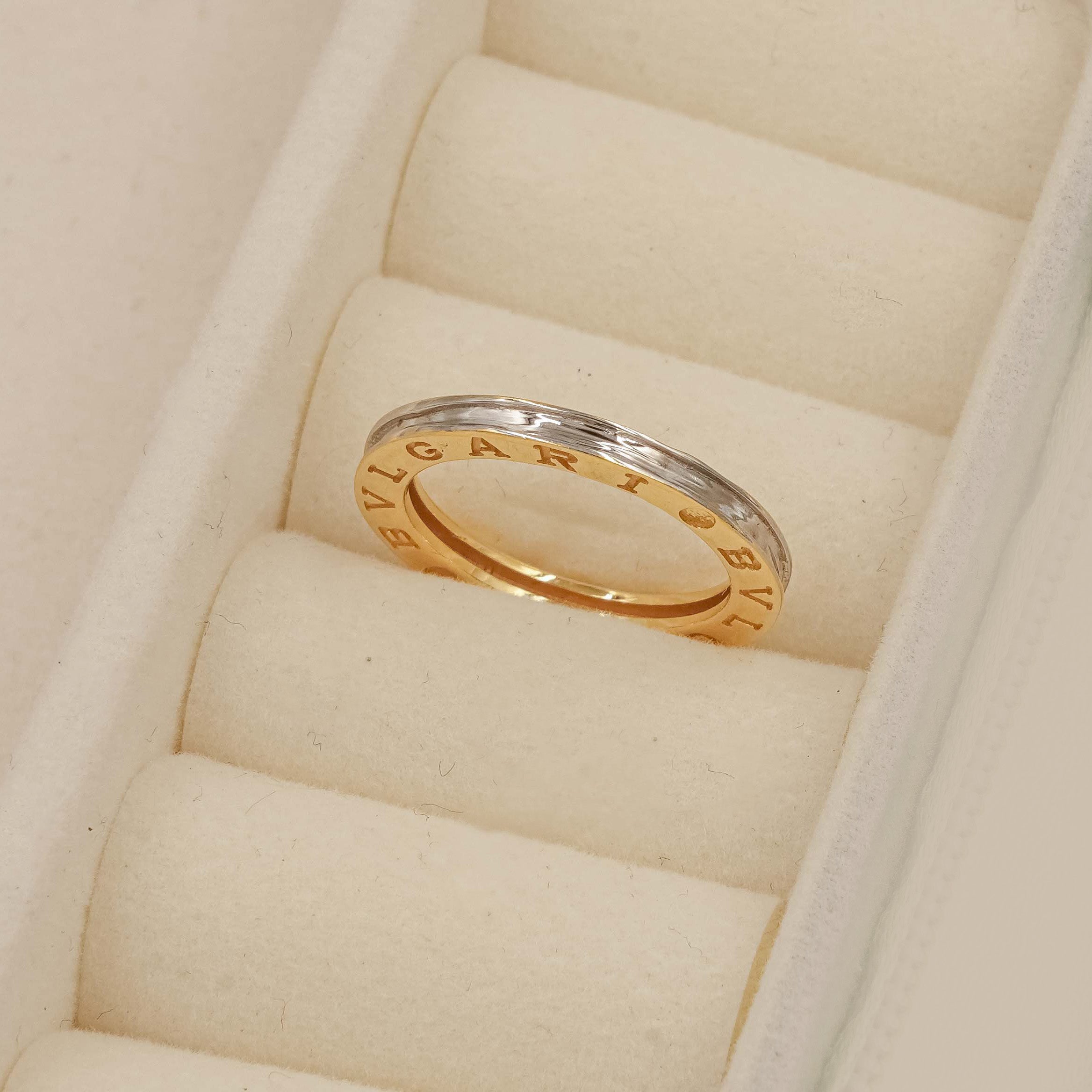Bvlgari Inspired Dual Tone Ring 3.47 Grams , 18KT Gold