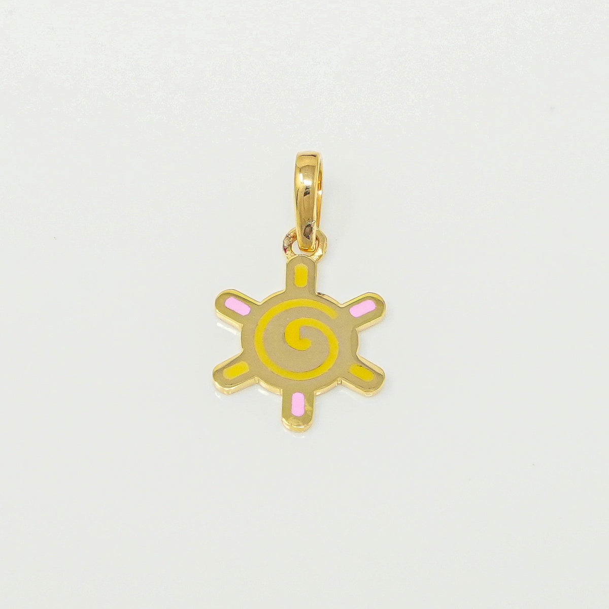 Sunny Swirl Wheel Pendant 0.92 grams, 18KT Gold