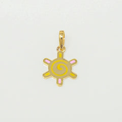Sunny Swirl Wheel Pendant 0.92 grams, 18KT Gold
